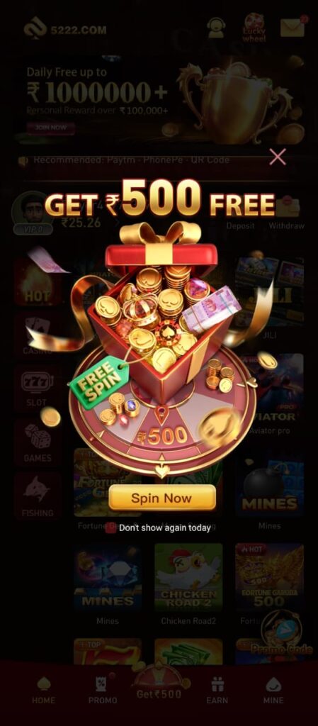 Get Free bonus in 5222 apk download